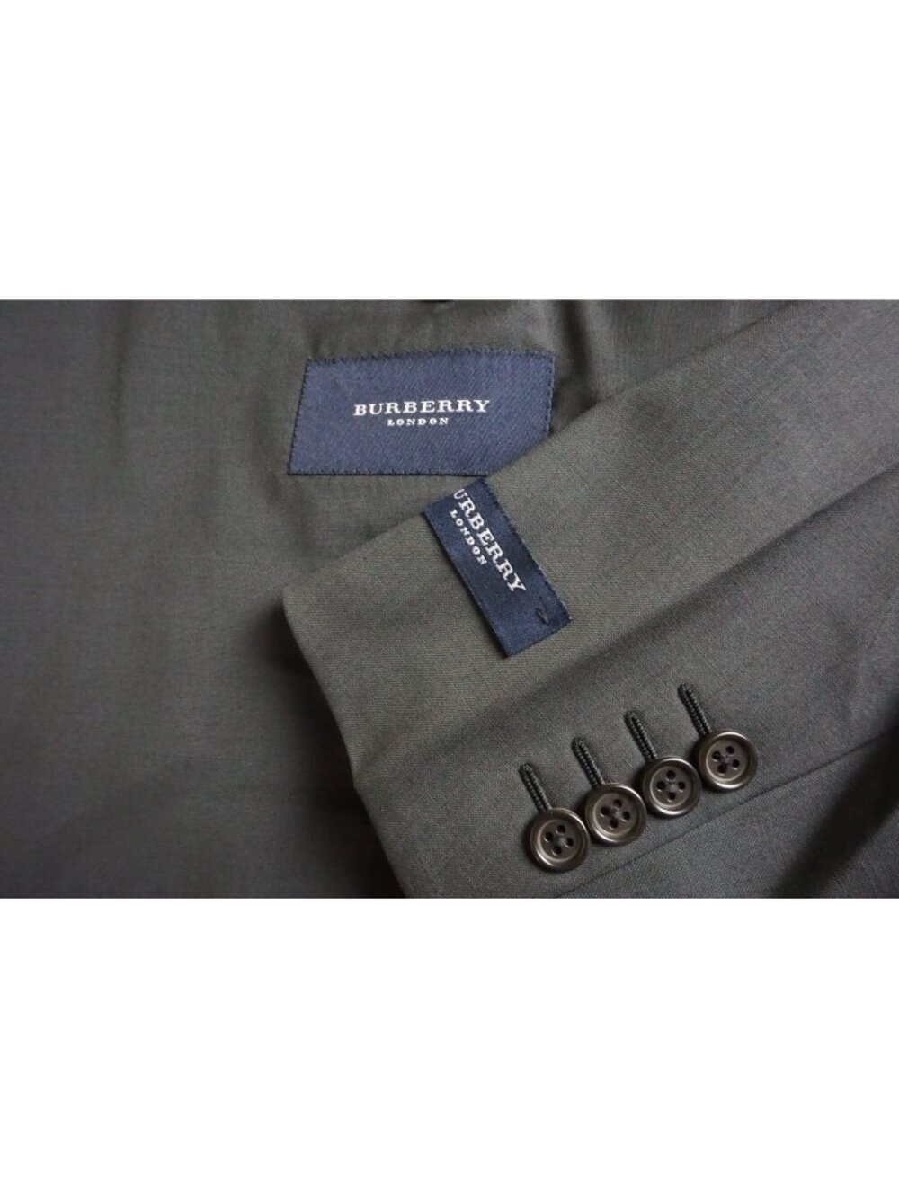 Burberry London Gray Blue Wool 2 Pc Suit Jacket Pants Sz 38R BRAND NEW